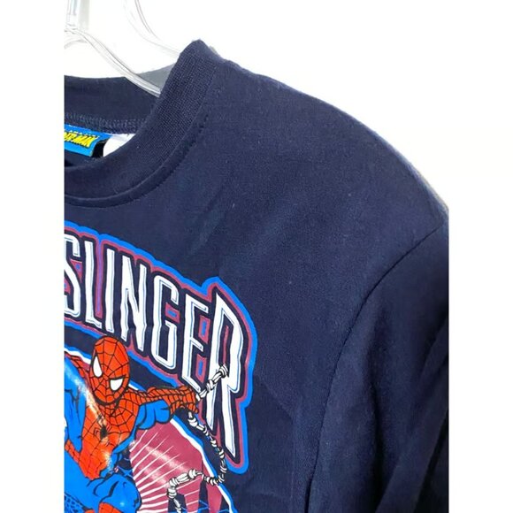 Marvel Amazing Spiderman Webslinger Blue Long Sleeve Shirt Boys 7 Cartoon Casual - Picture 3 of 4